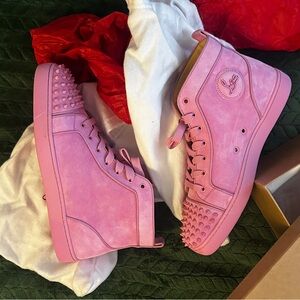 Christian Louboutin Pink Spiked High-Top Sneakers